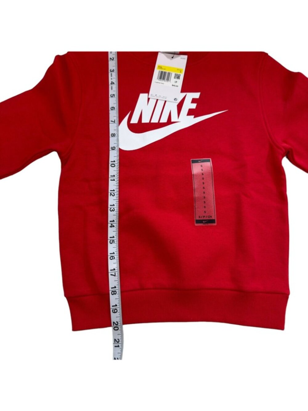 Nike Kids Small Red Sweatshirt Long Sleeve Logo Classic Standard Print -NEW - Picture 6 of 10